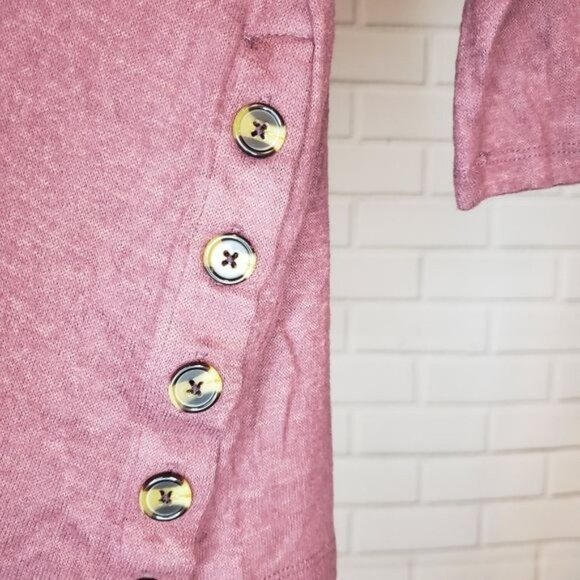 Bobeau Fleece Side Button Pullover Sweater - Picture 5 of 10